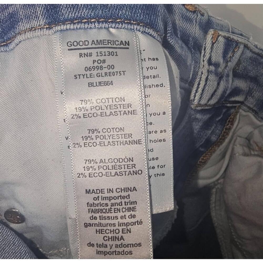 Good American GLRE075T Light Wash Destroyed Hem High-Rise Skinny Jeans 4/27 - Picture 10 of 10